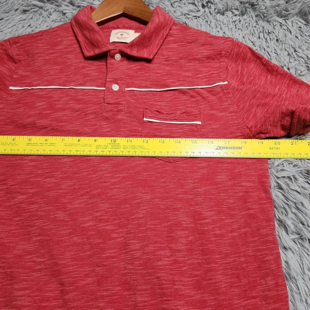 Brooks Brothers Red Fleece Polo‎ Shirt Mens Medium Pocket Piping Casual Golf Top
